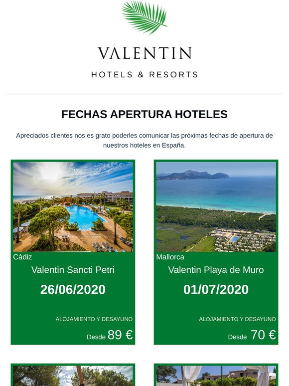 Nuevas aperturas  Valentin Hotels