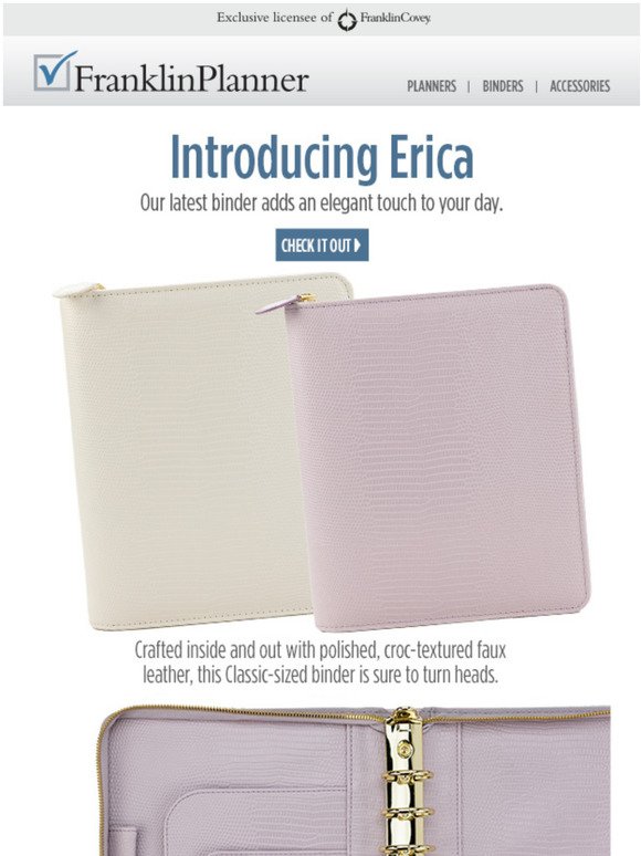 FranklinCovey Classic Erica Simulated Leather Zipper Binder Soft White