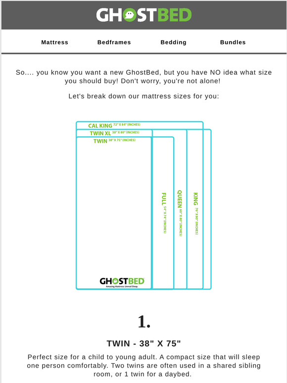 GhostBed Mattress Sizes Explained Once and for All Milled