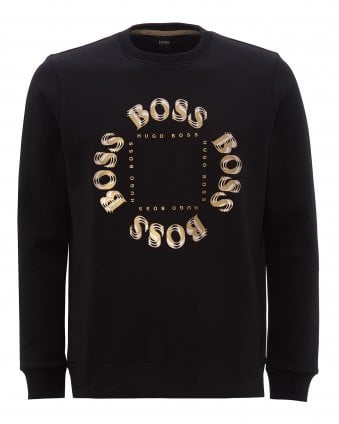 hooded sweatshirt with layered metallic logo