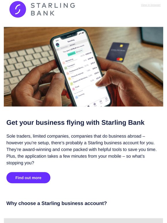 Get your business flying with a Starling bank account
