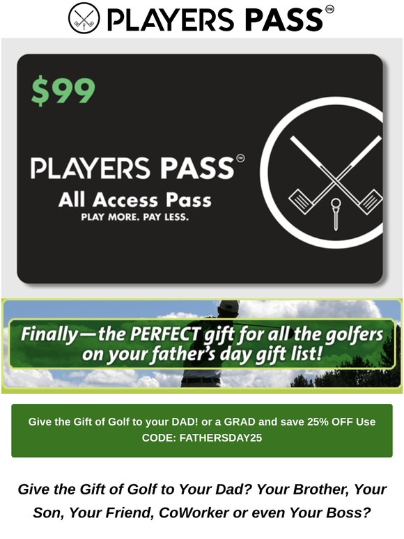 Friend Give the Gift of Golf? Save 25% OFF....