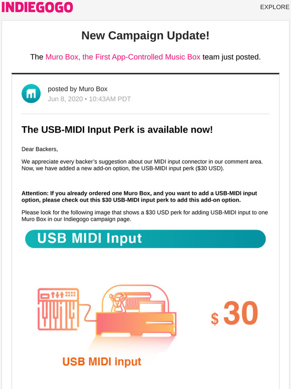 Indiegogo 📢 Update 6 from Muro Box, the First AppControlled Music