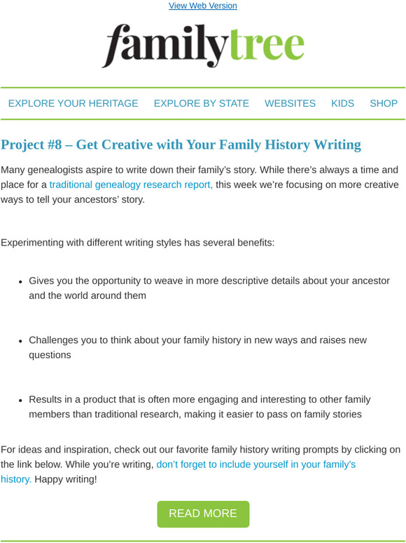 Family Tree Magazine: Project #8 – Tell Your Family's Story