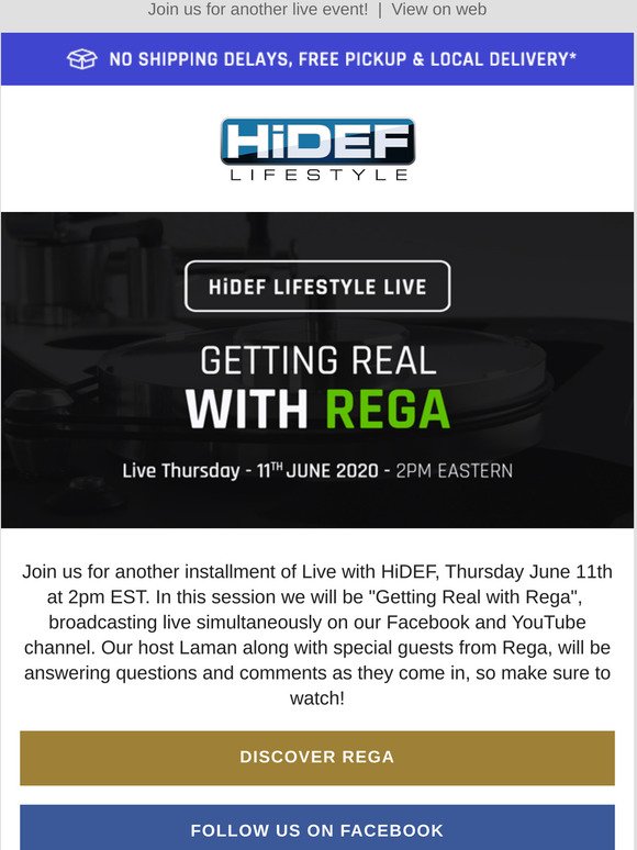 Getting real with Rega live, Thursday