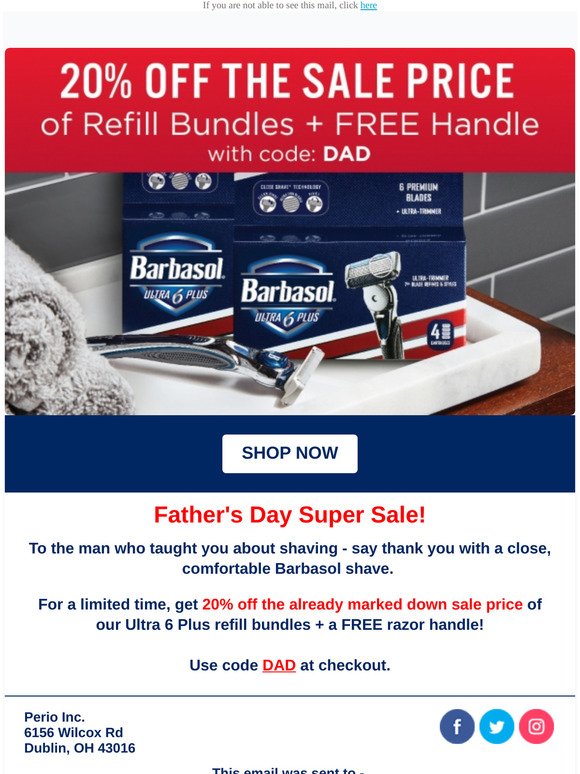 FATHER'S DAY SUPER SALE - 20% off the sale price + FREE handle