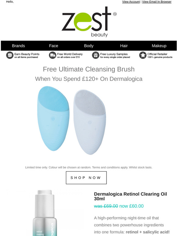 Zest Beauty Free Dermalogica Ultimate Cleansing Brush Milled