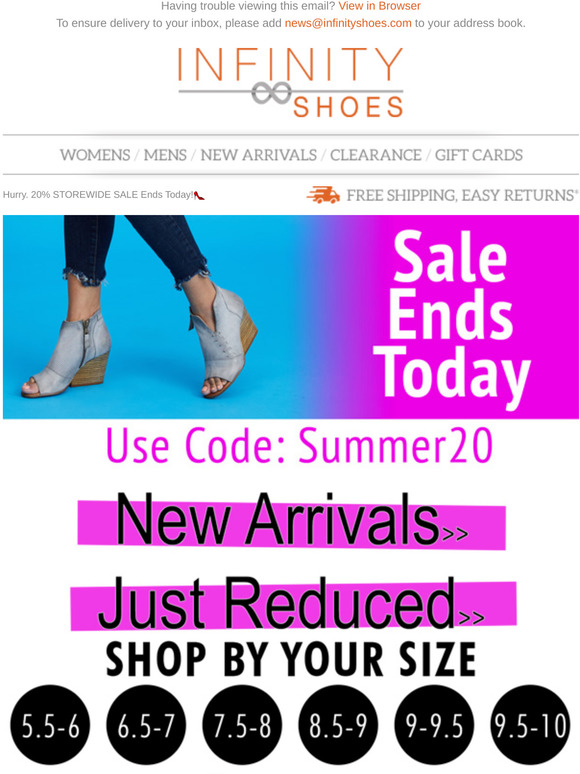 Hurry. 20% STOREWIDE SALE Ends Today!👠