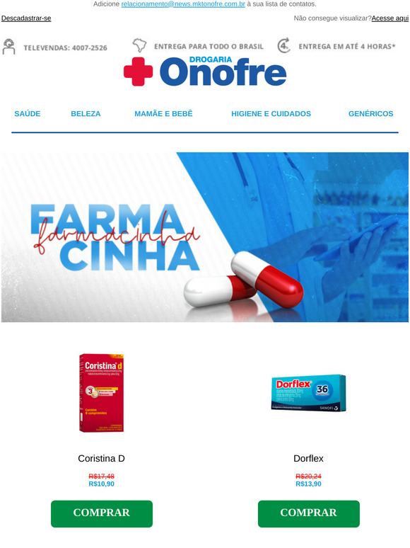 Abasteça sua farmacinha sem sair de casa!
