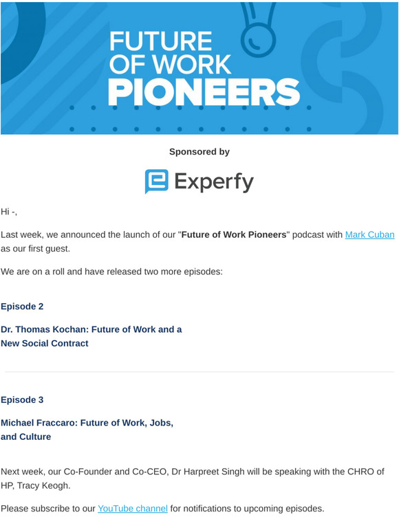 Experfy's Future of Work Pioneers Podcast: Guests from MIT and Mastercard
