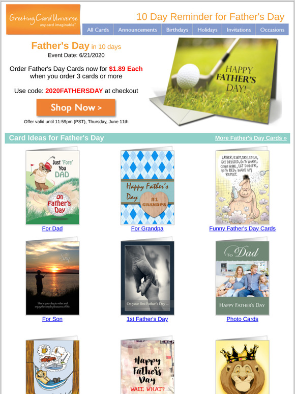 10 Day Reminder for Father's Day Final Hours to Save! Milled