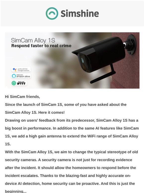 SimCam Alloy 1S is ready to safeguard your property