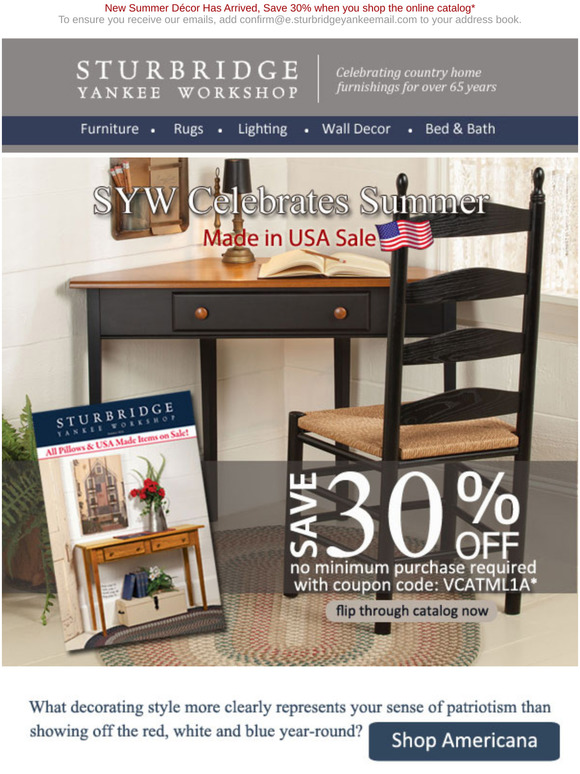 Sturbridge Yankee New Summer Merchandise is Here...Save 30