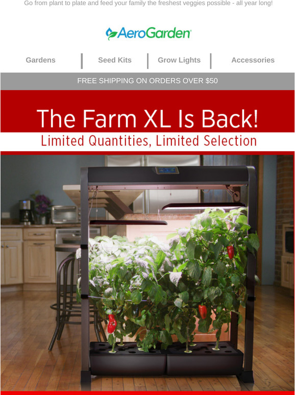 Aerogrow: The Farm Xl Is Back! Save $160 On Our Tallest Garden Ever 