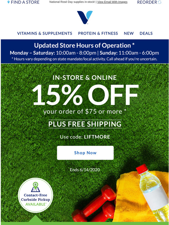 Vitamin Shoppe: Save 15% in-store & online all weekend long | Milled