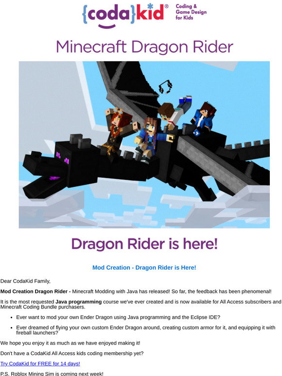 Codakid New Minecraft Dragon Rider Has Released Milled - dragon riders roblox
