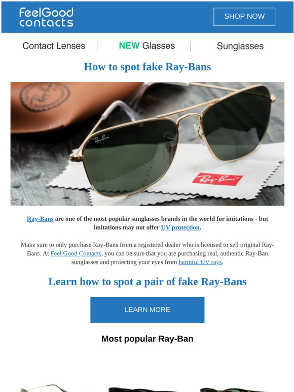 Feel Good Contacts Ireland: How to spot a fake Ray-Ban ?️ ? | Milled