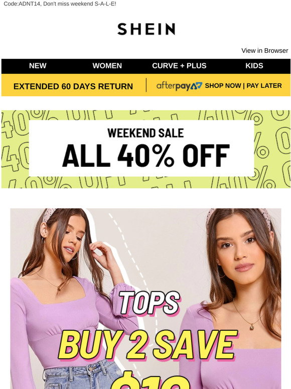 SHEIN VIP Extra 15 Off+Tops Buy 2 save 10! Milled