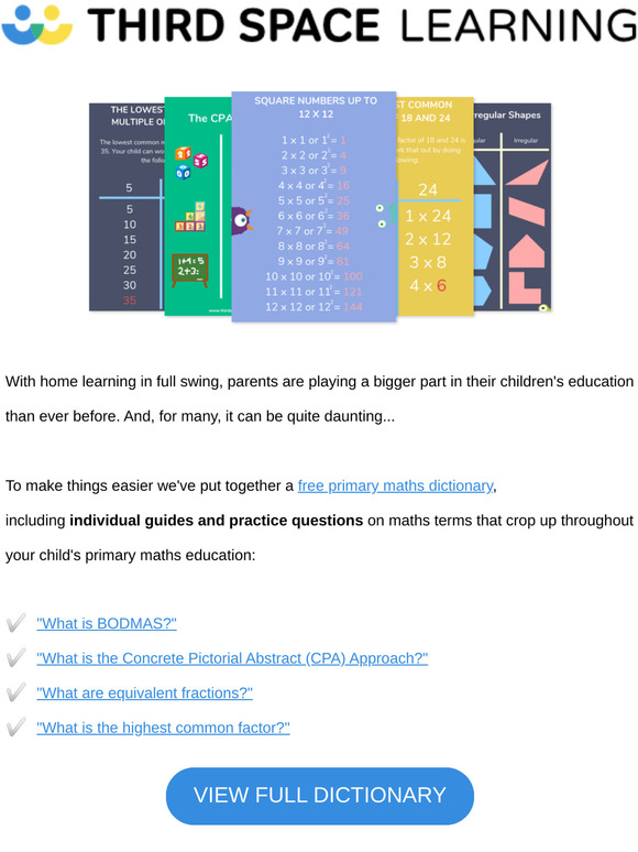 Your FREE Primary Maths Dictionary