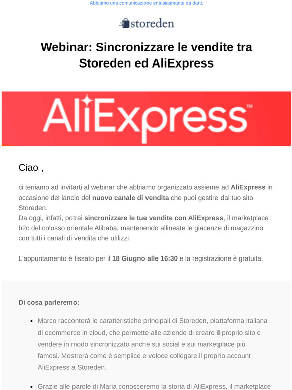 Sincronizzare le vendite tra Storeden e AliExpress
