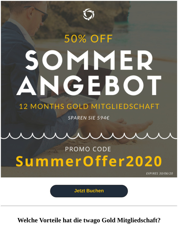 Herr -Ihr limitierter Sommerdeal mit 50% auf twago-Gold! ☀️