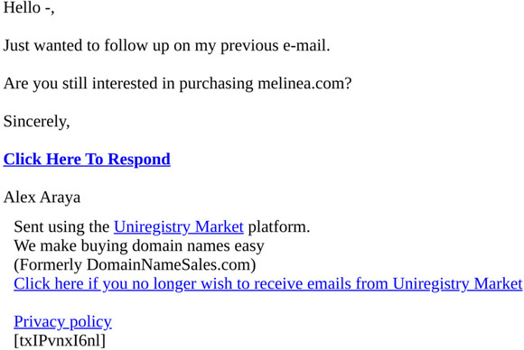 Re: melinea.com
