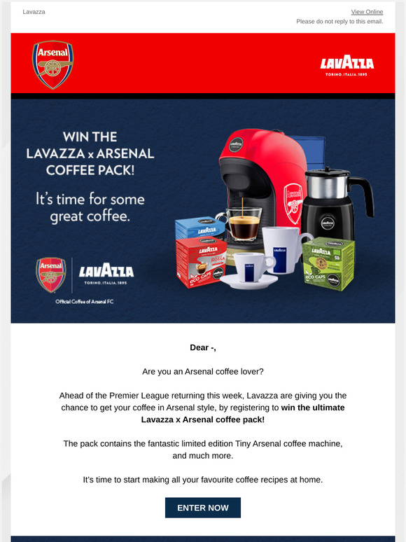 arsenal lavazza coffee machine