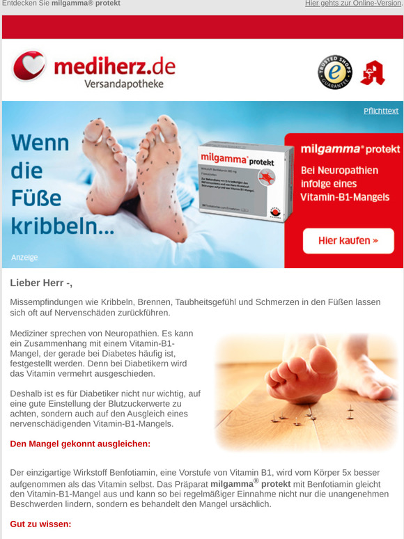 Mediherz.de: Kribbeln? Brennen? Taubheitsgefühl in den Füßen? | Milled