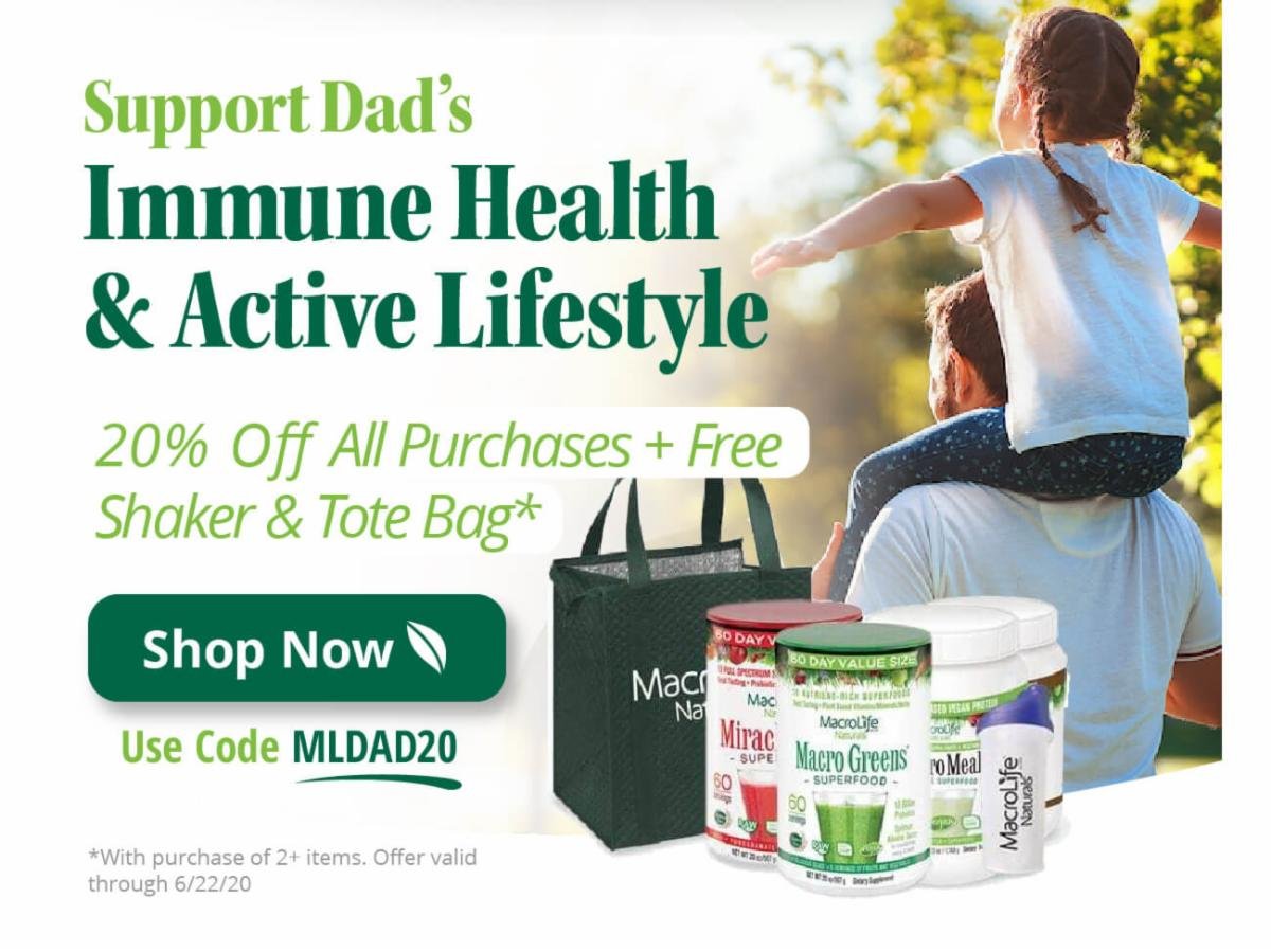 Support Dad’s  Immune Health  & Active Lifestyle | 20% Off All Purchases + Free Shaker & Tote Bag* | Shop Now: Use Code MLDAD20