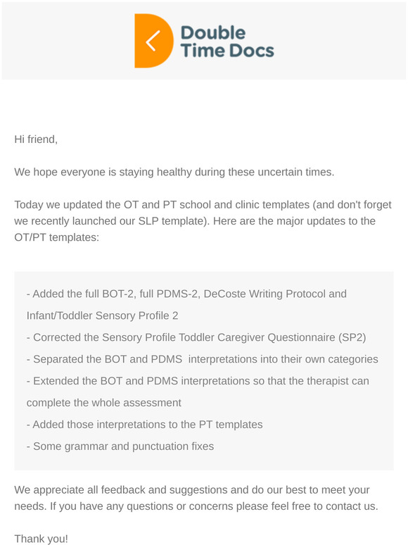 Updates to OT and PT