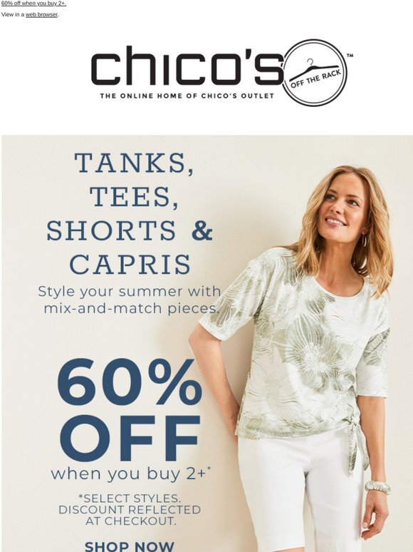 Chico's Off The Rack Summer starts today ☀️ Save on tanks, shorts