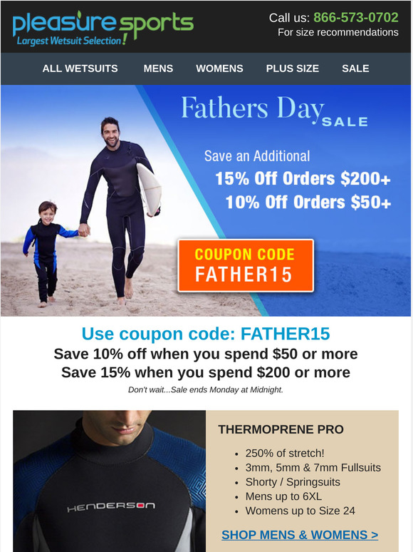 Wetsuits on Sale for Father's Day!