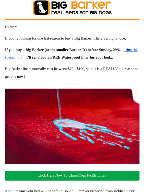 big barker waterproof liner