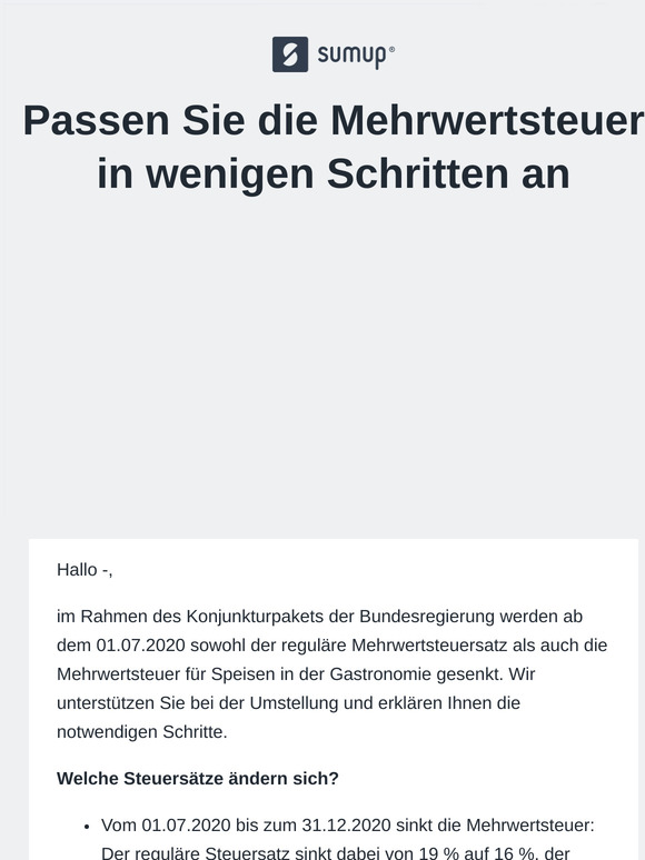 Senkung der Mehrwertsteuer: Wir helfen bei der Umstellung
