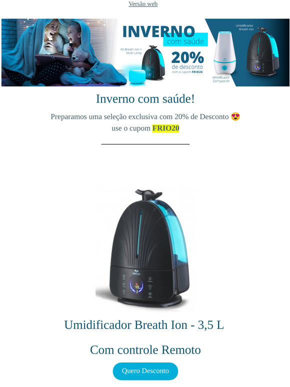 ❄️🥶 Umidificador com 20% de Desconto [Exclusivo nesse e-mail]🥶❄️