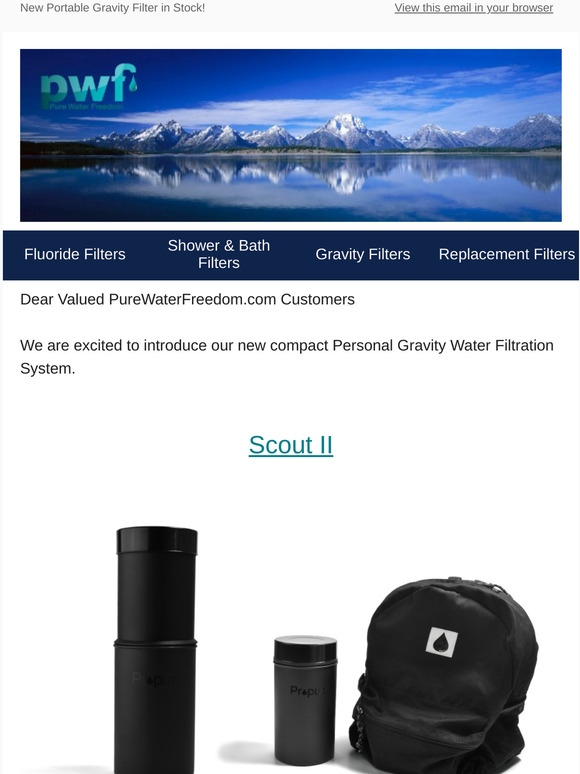 Pure Water Freedom New Scout II Most Portable, Most Affordable