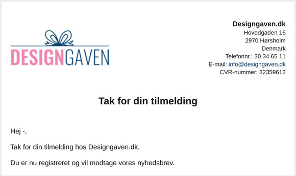 Tak for din tilmelding
