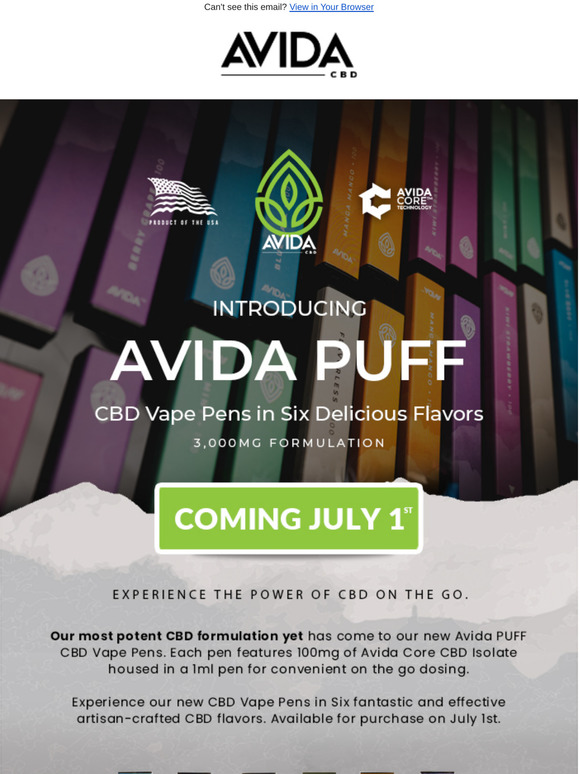 Introducing Avida PUFF 100mg CBD Vape Pen