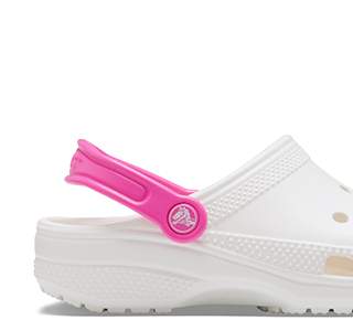 white crocs with pink strap