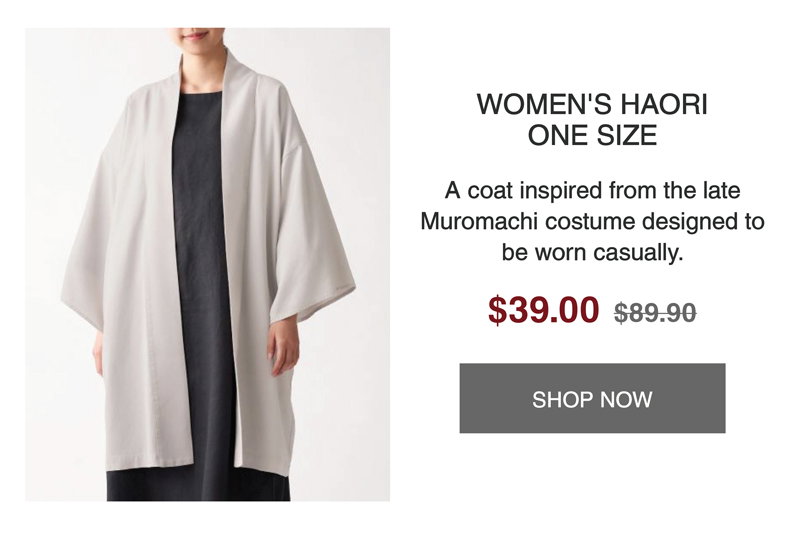 MUJI USA: New Arrival — Japanese Haori 