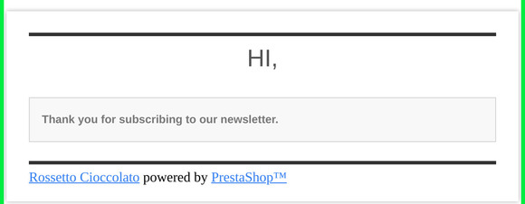 [Rossetto Cioccolato] Newsletter confirmation