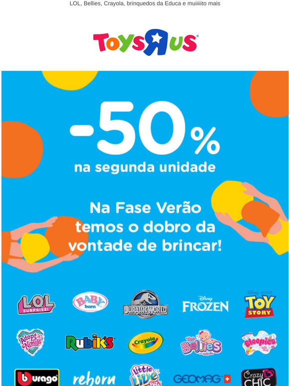 -50% 2ª unid. Neste verão, brincamos o dobro!