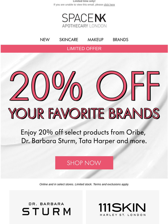 Space NK: Enjoy 20% off your favorite brands - Milled