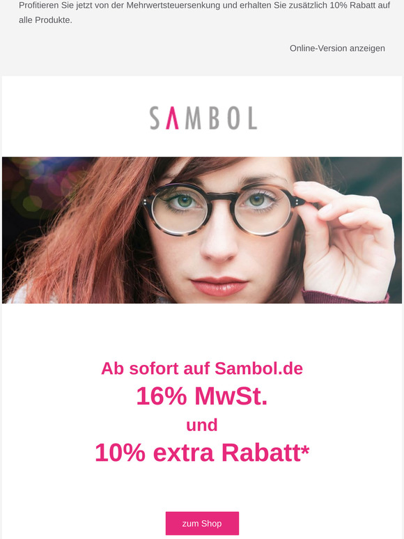 16% MwSt. + 10% Rabatt auf Sambol.de