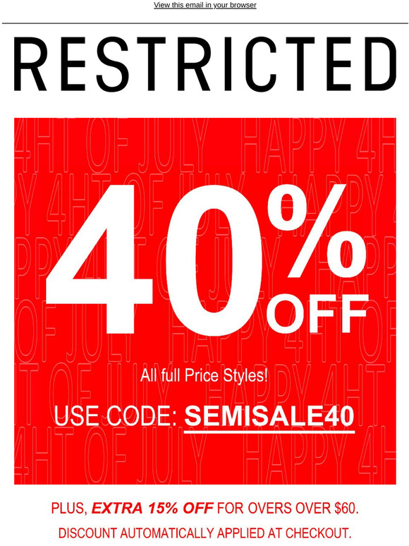 EXTRA 15% OFF ORDER OVER $60