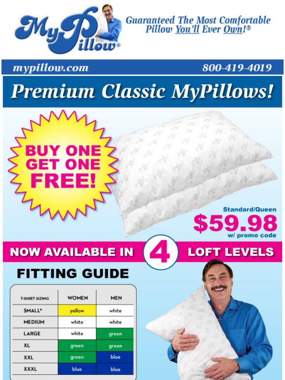 MyPillow Buy One Get One Free Premium Classic MyPillows! Milled