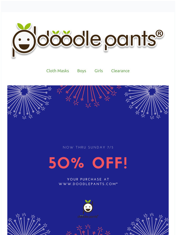 50% off of Doodle Pants for the 4th of July!