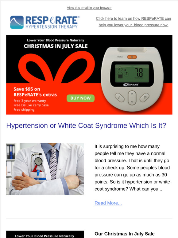 Resperate White Coat Syndrome or Hypertension. Which Do You Have? Milled