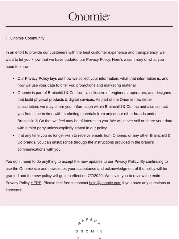 Updates to Onomie's Privacy Policy