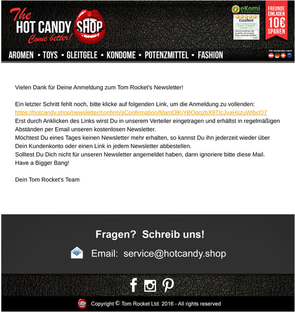Bitte bestätige Deine Newsletter-Anmeldung